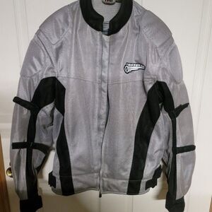 Mens grey and black Firstgear Hypertex full zip motorcycle rider jacket - size M